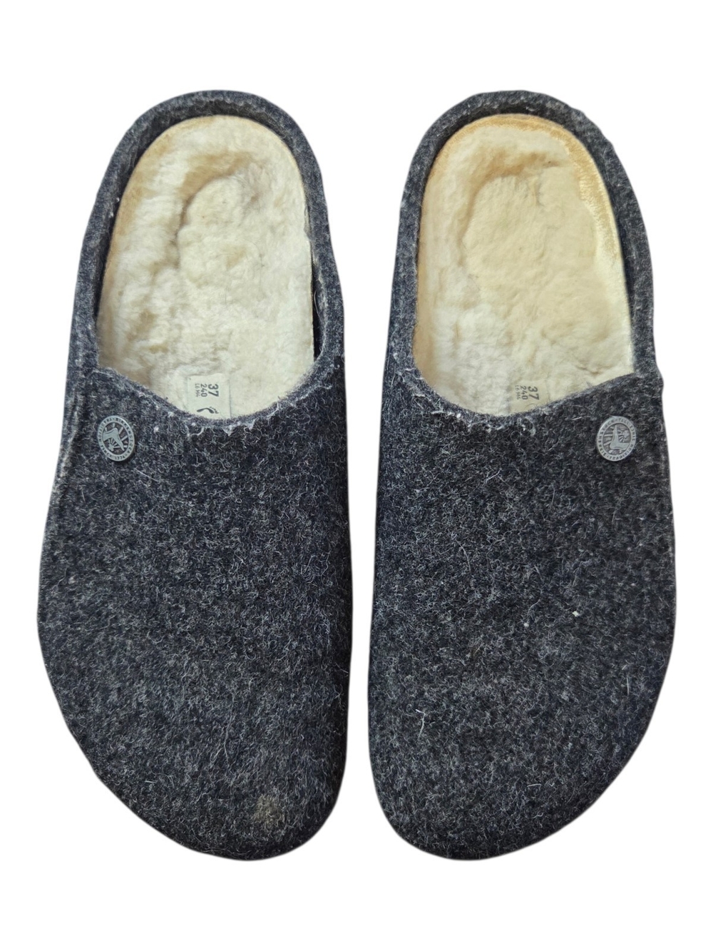 Birkenstock Zematt Shearing Wool Felt Slippers In Grey Size 7